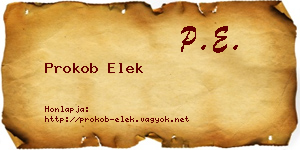 Prokob Elek névjegykártya